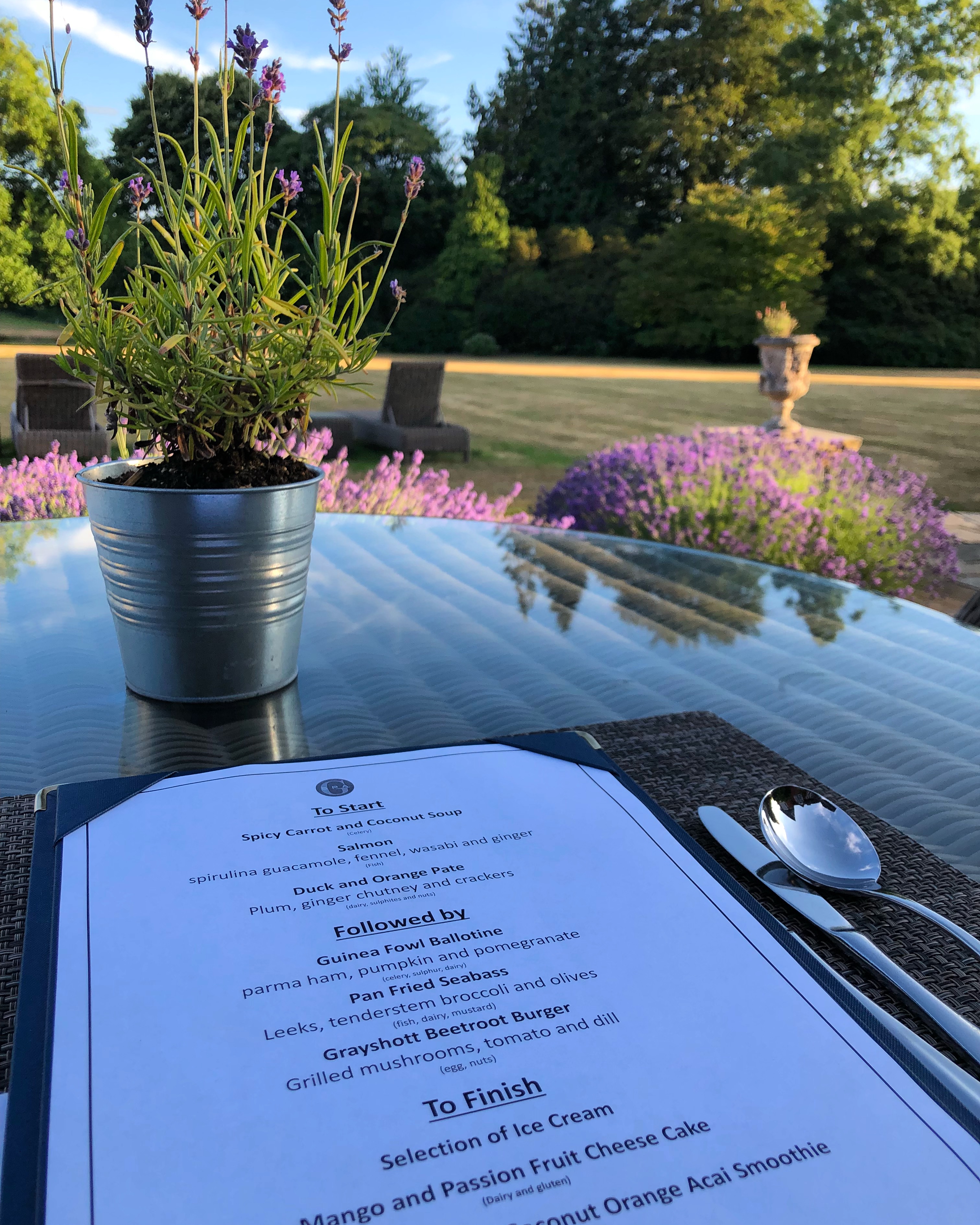 Dining outside at Grayshott Spa in Surrey - picture from my review